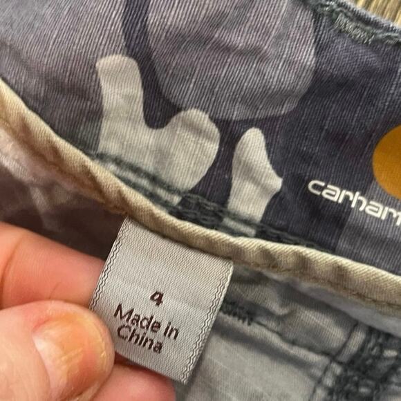 Carhartt Womens El Paso Hiking Shorts Mid Rise Relaxed Fit Camouflage Gray Sz 4 - Picture 6 of 8